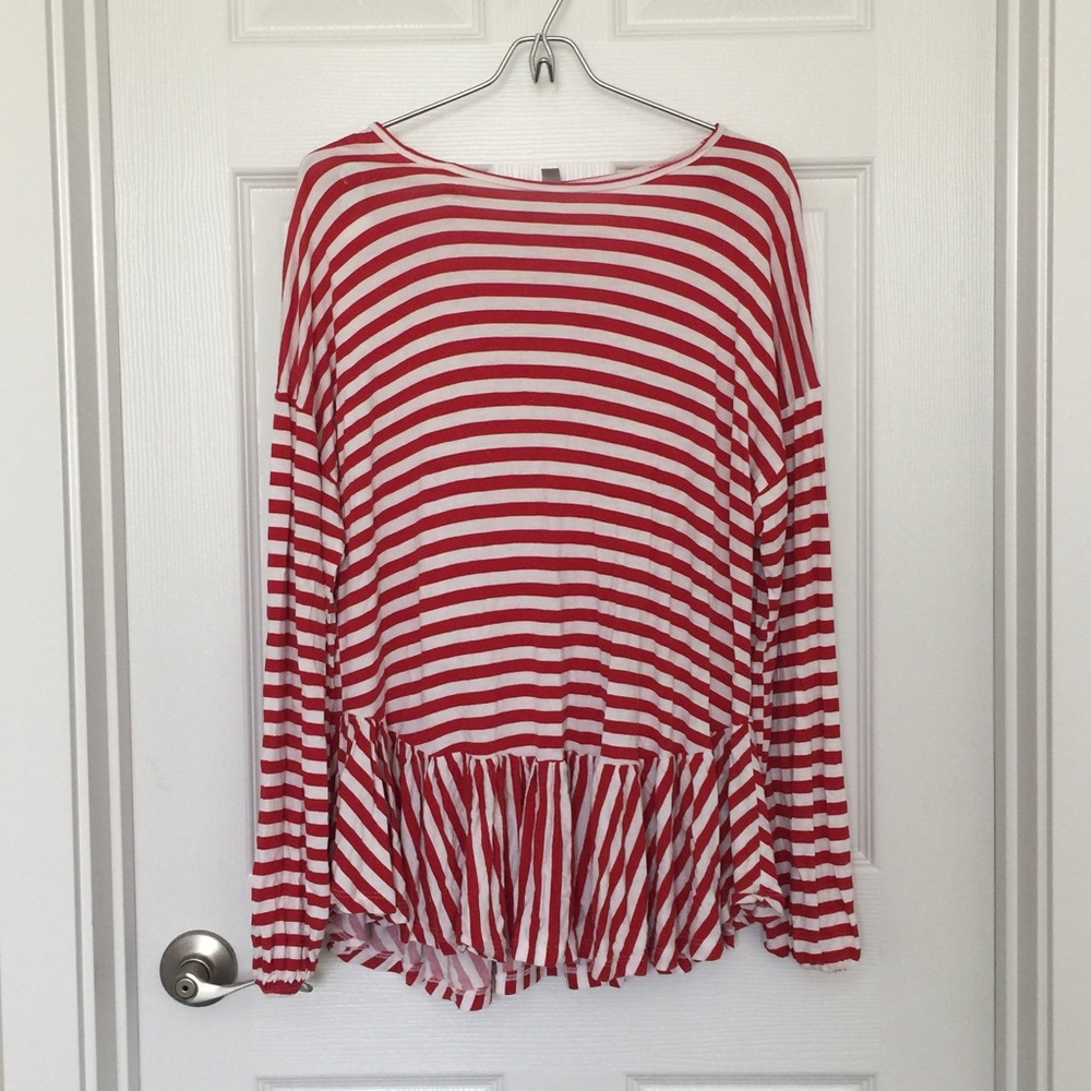 ASOS Maternity Red Stripe Peplum Top